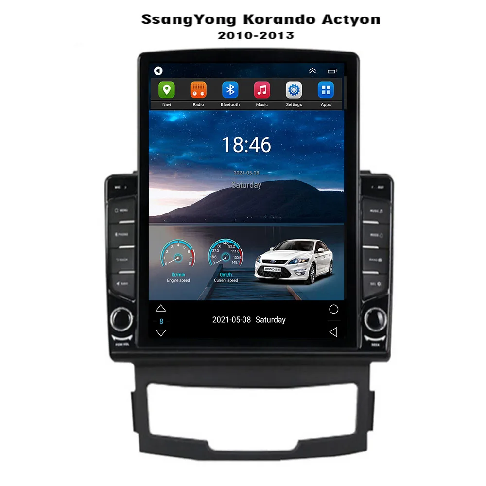 אנדרואיד 12 טסלה סגנון אנכי מסך רדיו במכונית סטריאו מולטימדיה נגן אודיו עבור SsangYong Korando Actyon 2010 - 2013