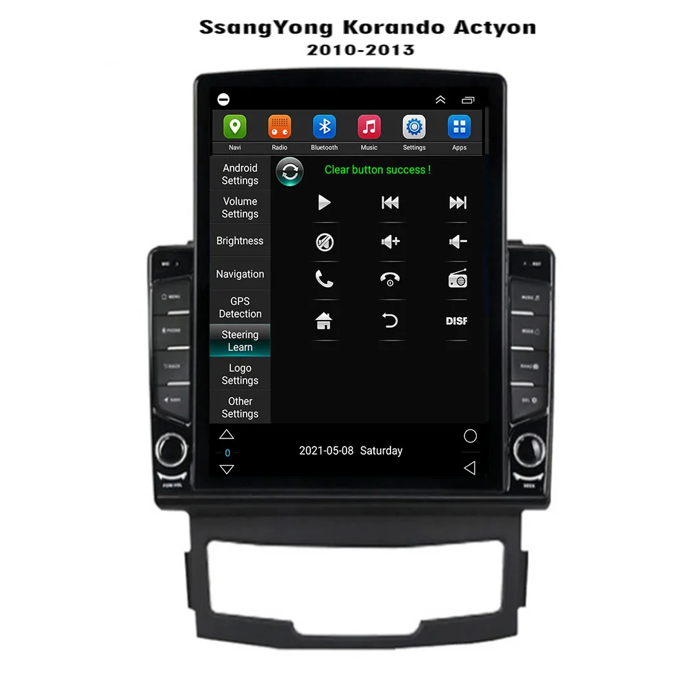 אנדרואיד 12 טסלה סגנון אנכי מסך רדיו במכונית סטריאו מולטימדיה נגן אודיו עבור SsangYong Korando Actyon 2010 - 2013