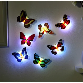 פרפר לילה אורות Pasteable 3D פרפר מדבקות קיר מנורות 1/5PCS קישוט הבית DIY הקיר בסלון מדבקה תאורה