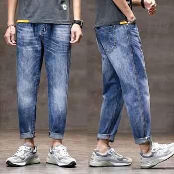 KSTUN באגי ג ' ינס גברים הרמון מכנסיים רופפים מתאים לאביב קיץ קל אור כחול רחב רגל סרבל מכנסיים Oversize איש המכנסיים.
