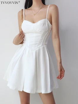 WOMENGAGA 2023 הקיץ החדש מזג גוף סקסי בעיצוב דק להחליק שמלה לבנה שמלה סקסית חג סגנון קו-קלע השמלה UPJ9