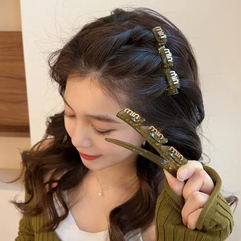 TwinkLei נשים צמות שיער קליפים עבור בנות אופנה מכתב Duckbill סיכות שיער אביזרים קוריאנית Hairgrip סטיילינג סיכות