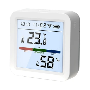 Smart Wifi טמפרטורה, חיישן לחות,Tuya מקורה לחות מדחום עם תצוגת LCD תאורה אחורית החלפת אביזרים