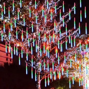 8 צינורות השמש מטאורים אורות עמיד למים פיות מחרוזת אור חג המולד מסיבת עיצוב פטיו Navidad עיצוב הבית 2024
